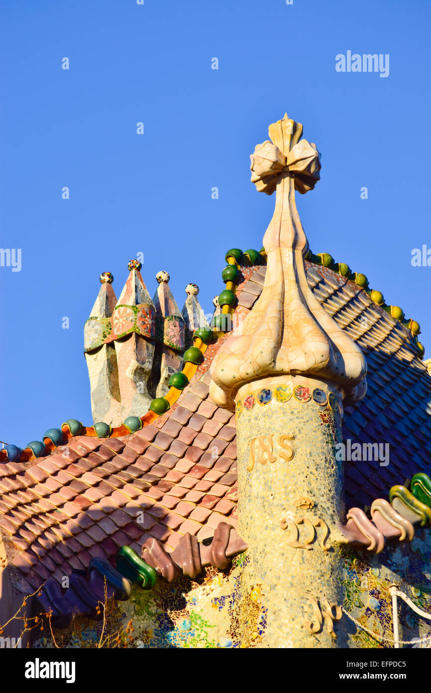 Batllo Haus vom Architekten Antoni Gaudi. Barcelona, Katalonien, Spanien. Stockfoto