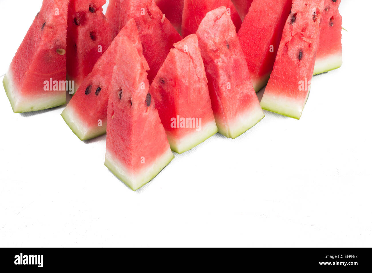 Scheibe frische rote Wassermelone isoliert auf weiss Stockfoto