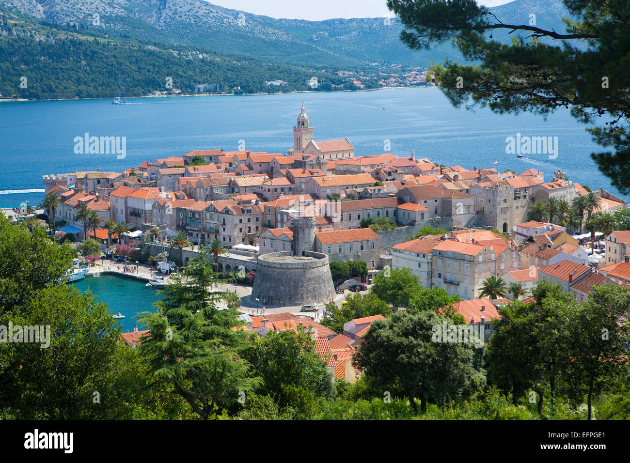 Korcula Stadt, Insel Korcula, Dalmatien, Kroatien, Europa Stockfoto
