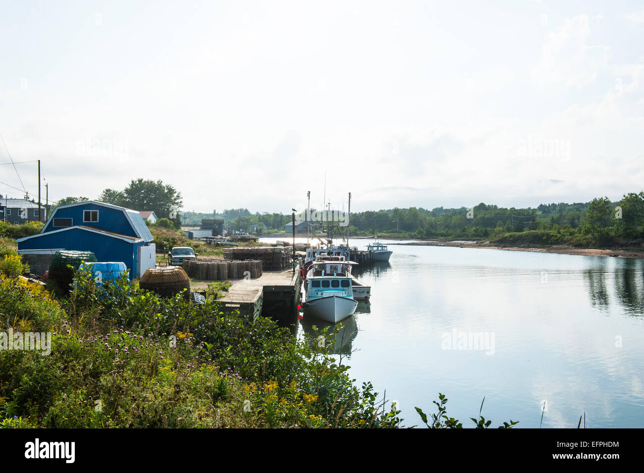 Kleine Boote in der Bucht von Dingwall, Cape Breton Highlands National Park, Cape Breton Island, Nova Scotia, Kanada, Nordamerika Stockfoto