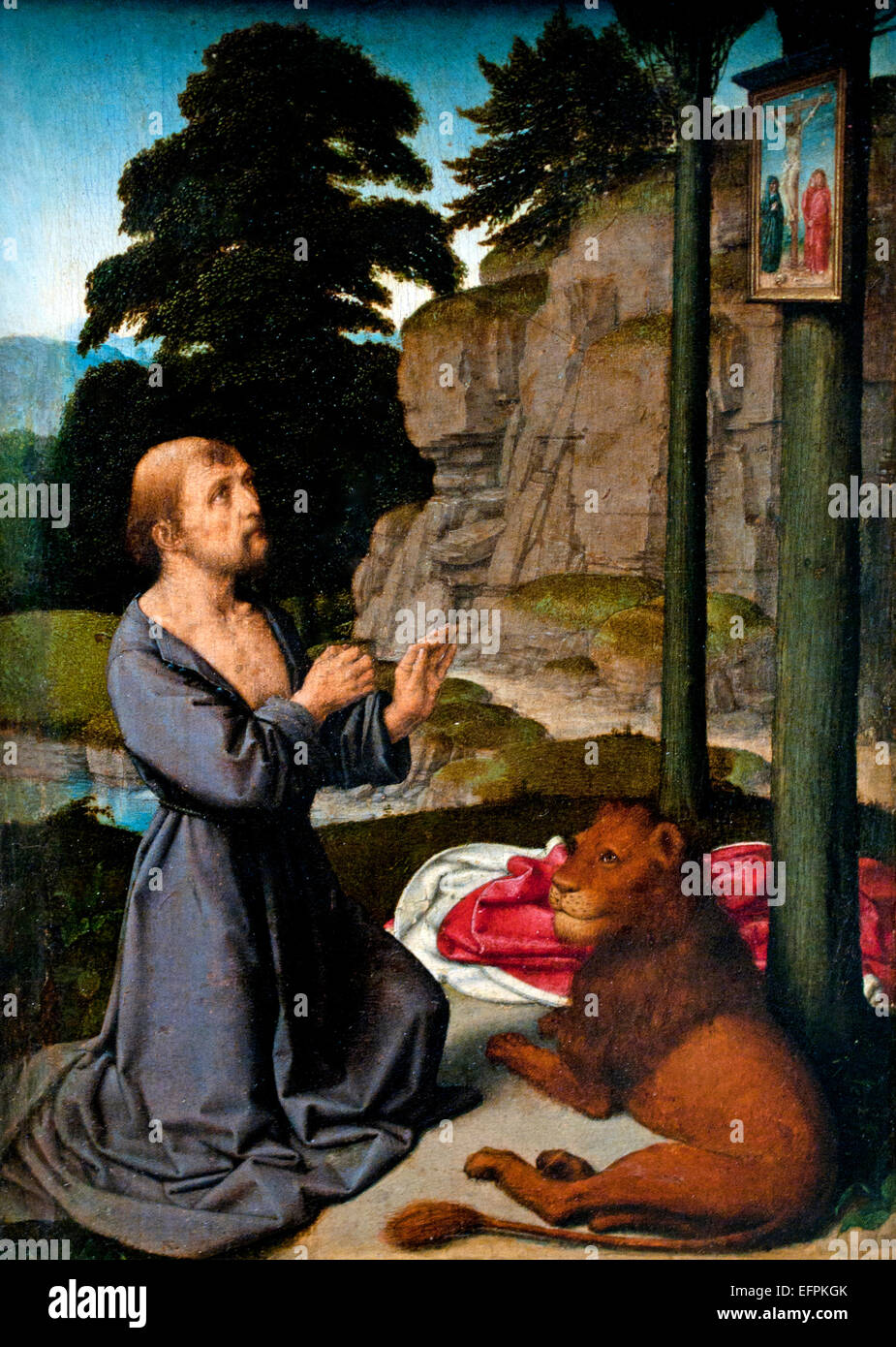 Der Heilige Hieronymus in der Wildnis 1510 Gerard DAVID 1450-1523 holländischen Niederlanden Flämischen Belgier Stockfoto