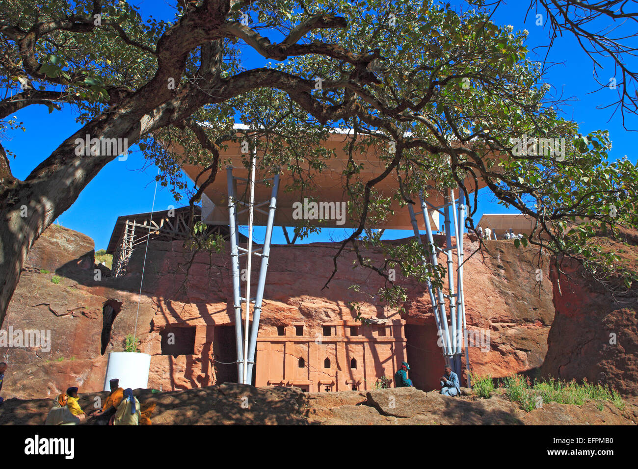 Wetten Sie Abba Libanos Kirche, Lalibela, Amhara Region, Äthiopien Stockfoto