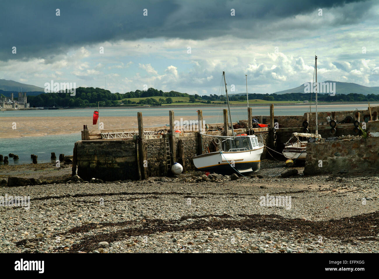 Menai Straits Blick in Snowdonia Stockfoto