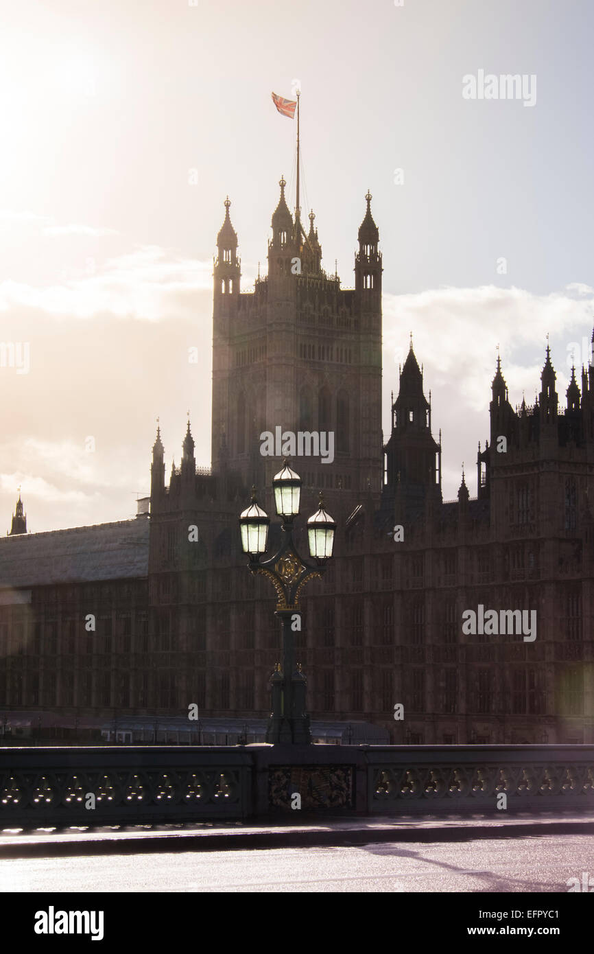 Der Palace of Westminster. Der Treffpunkt des House Of Commons und dem House Of Lords, die beiden Häuser des Parlaments der Stockfoto
