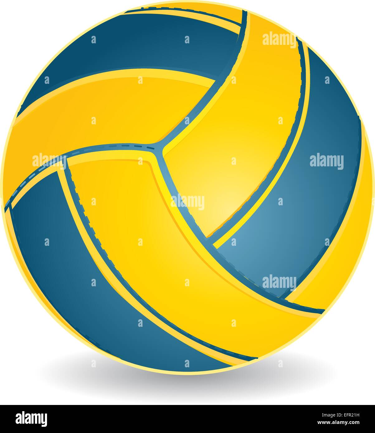 Blaue und gelbe Volleyball Ball isoliert über weiß, Vektor-illustration Stock Vektor