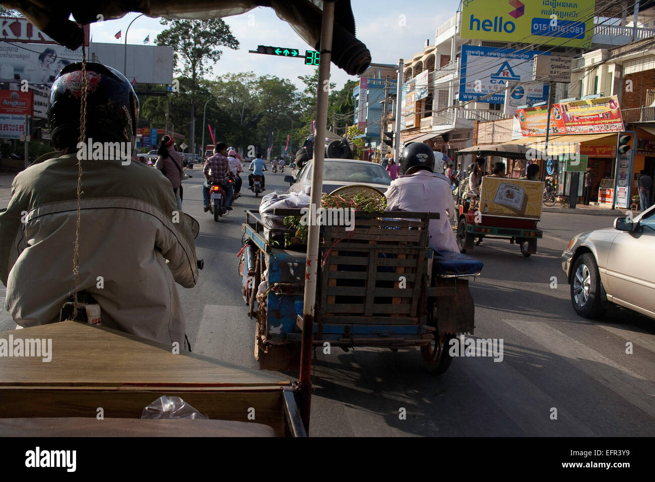 Verkehr, Zentrum von Phnom Penh, Kambodscha Stockfoto