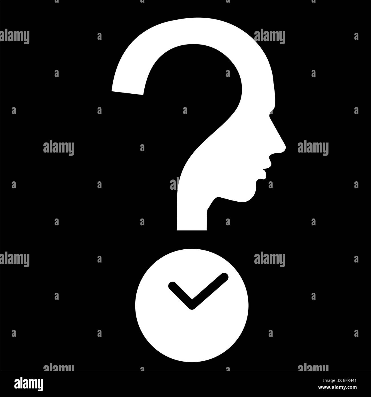 Fragezeichen Menschenkopf mit Timer - Termin-symbol Stockfoto