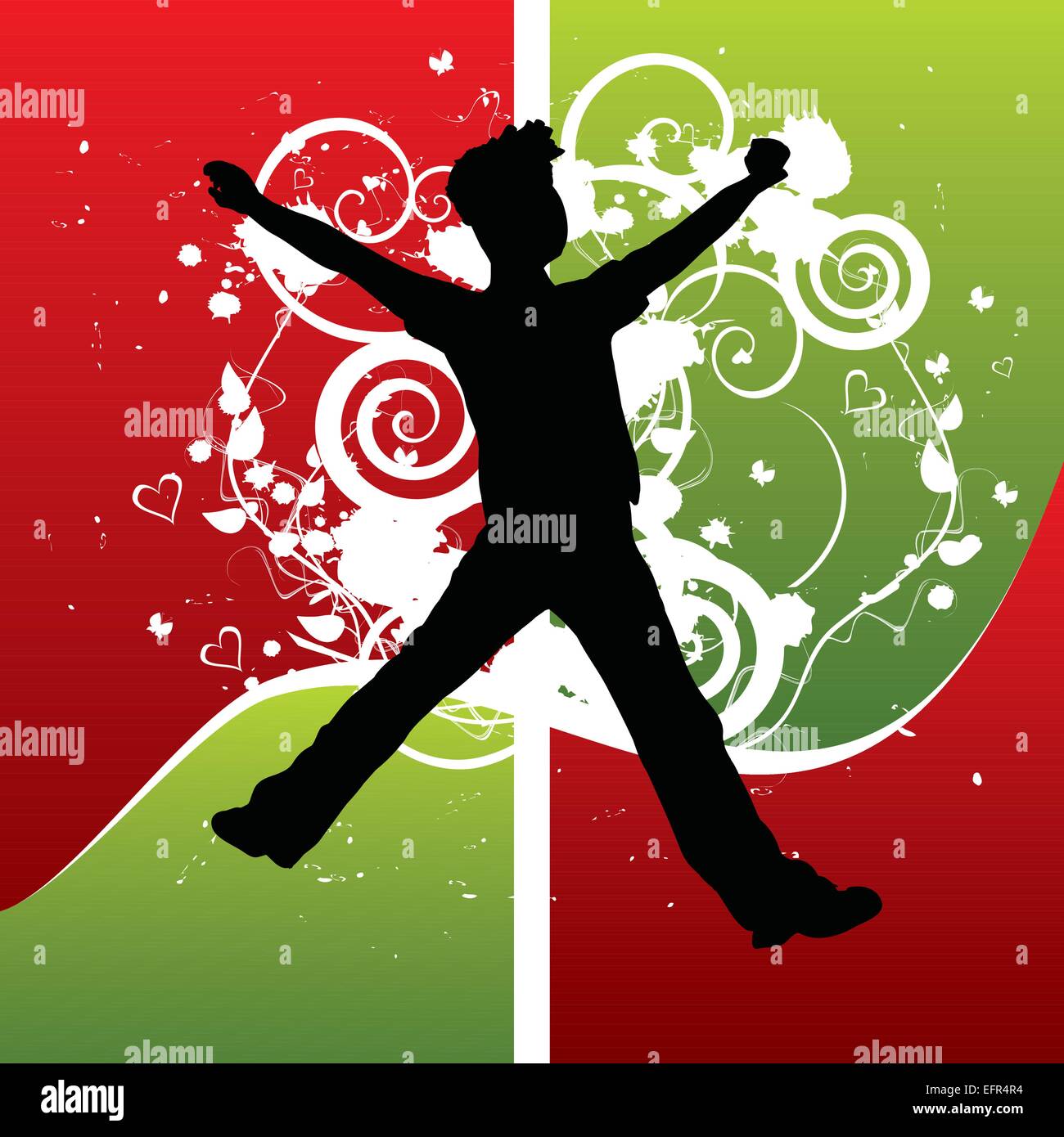 Junge Silhouette springen der Freude, Vektor-illustration Stock Vektor