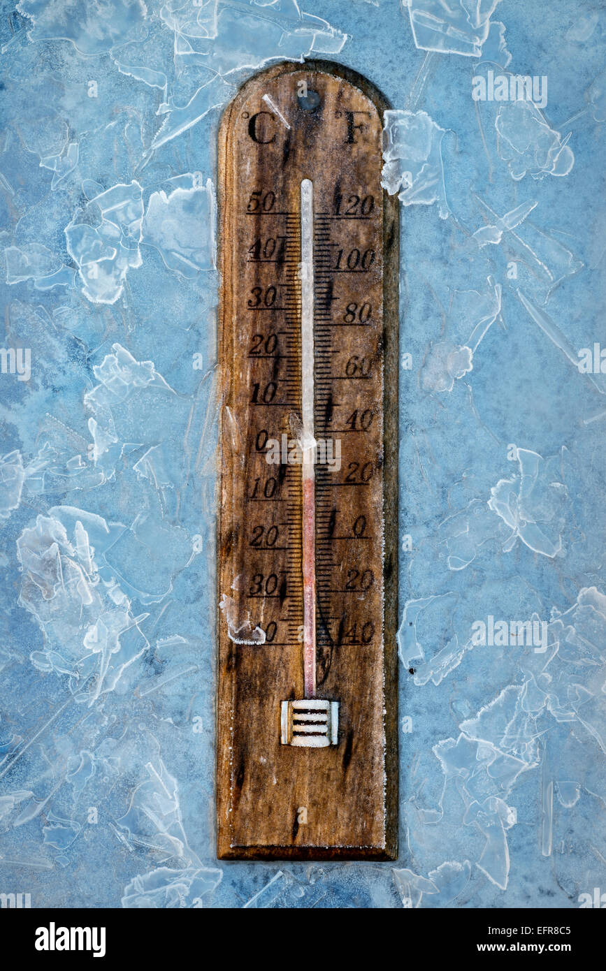Gefrorene thermometer Stockfoto