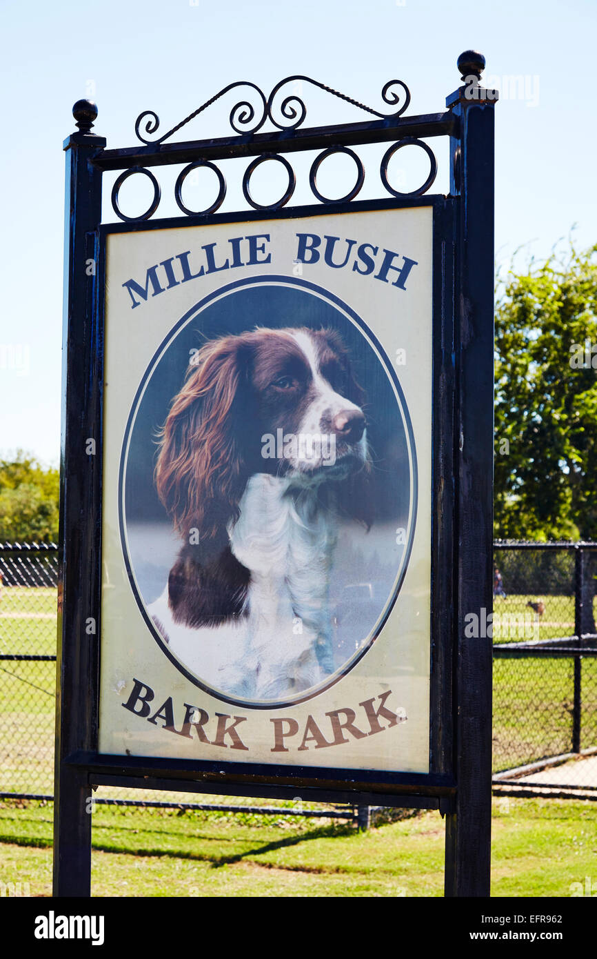Zeichen für Millie Bush Rinde Park, Houston, Texas Stockfoto