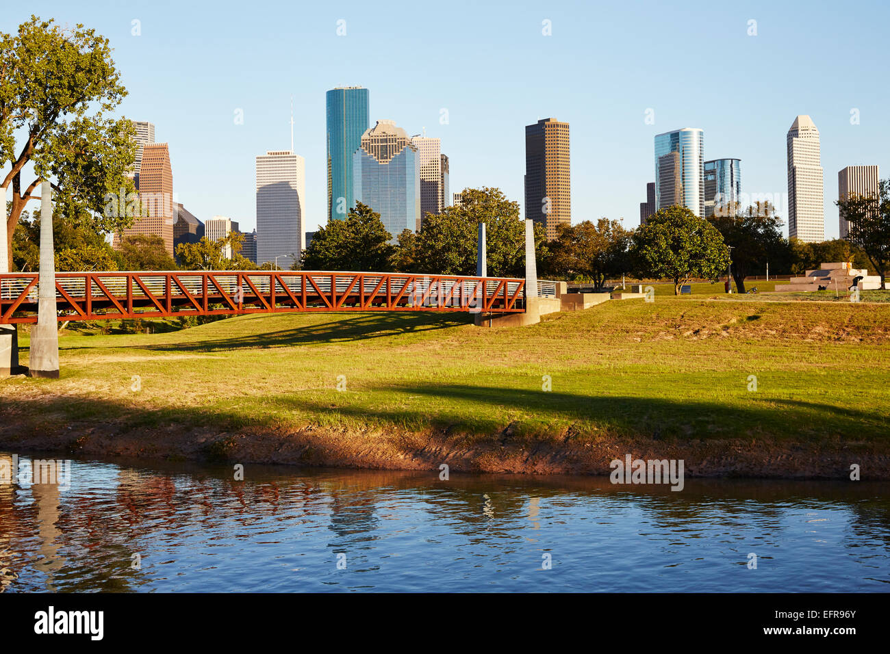 Blick auf Downtown Houston Stockfoto