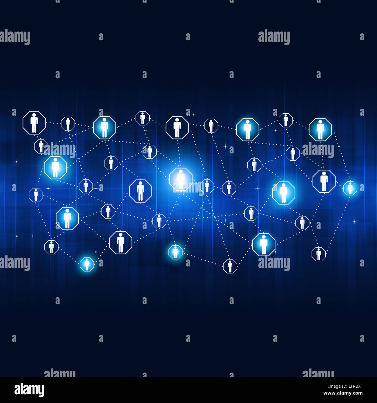abstrakte Technologie globales Netzwerk Verbindung blau Hintergrund Stockfoto
