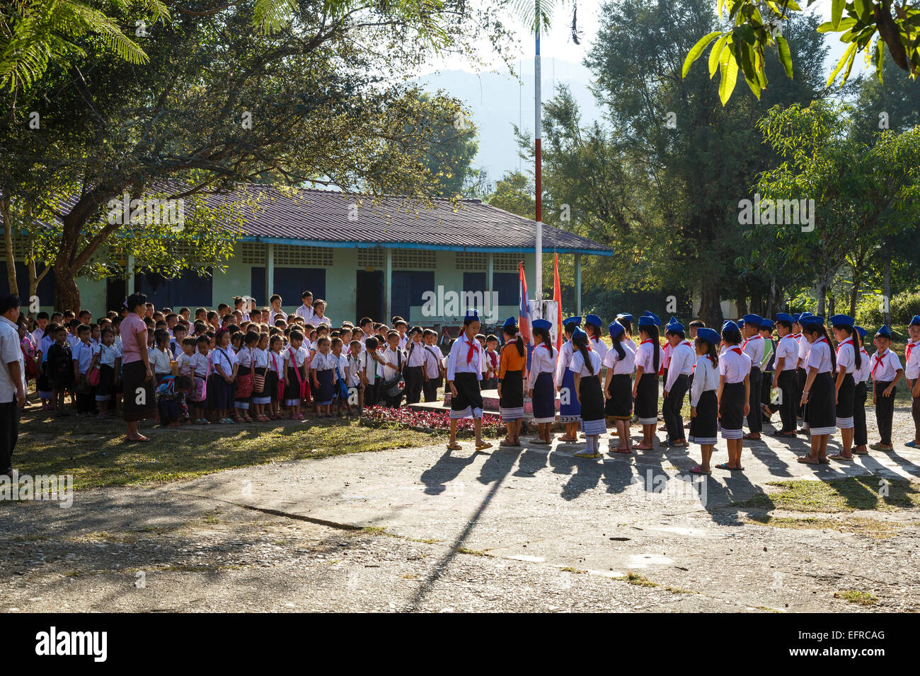 Schulkinder, Vang Vieng, Laos. Stockfoto