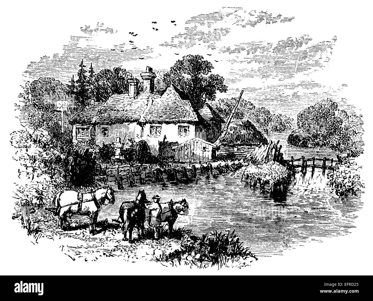 Pangbourne, UK, fotografiert vom "Englischen Bilder gemalt mit Feder und Bleistift" veröffentlicht in London ca. 1870. Stockfoto