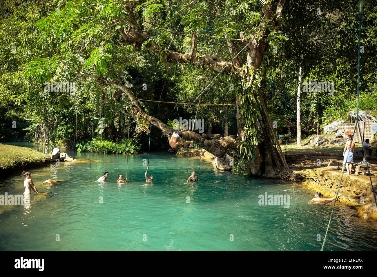 Die blaue Lagune, Vang Vieng, Laos. Stockfoto