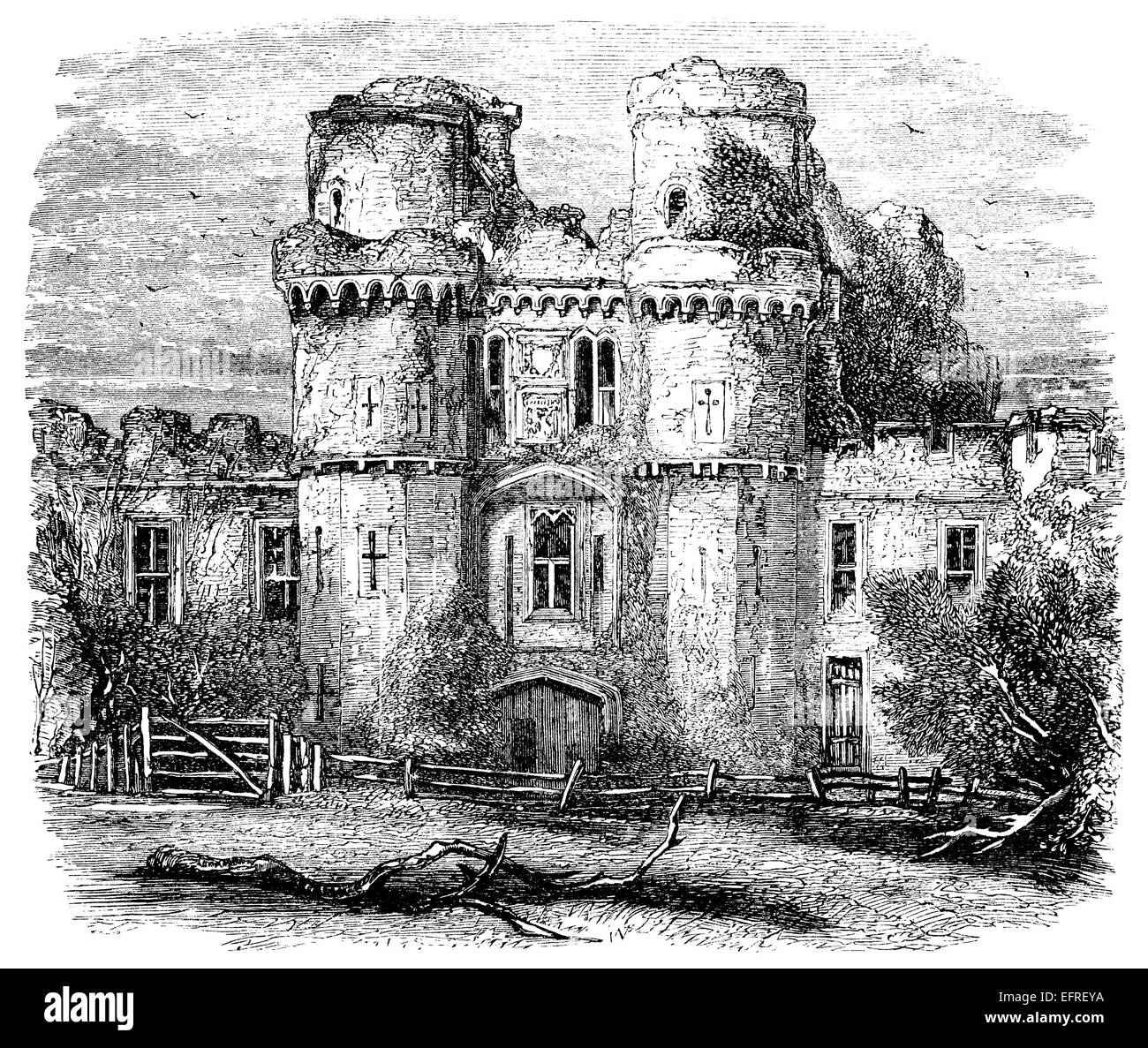 Hurstmonceux Burg, fotografiert vom "Englischen Bilder gemalt mit Feder und Bleistift" veröffentlicht in London ca. 1870. Stockfoto
