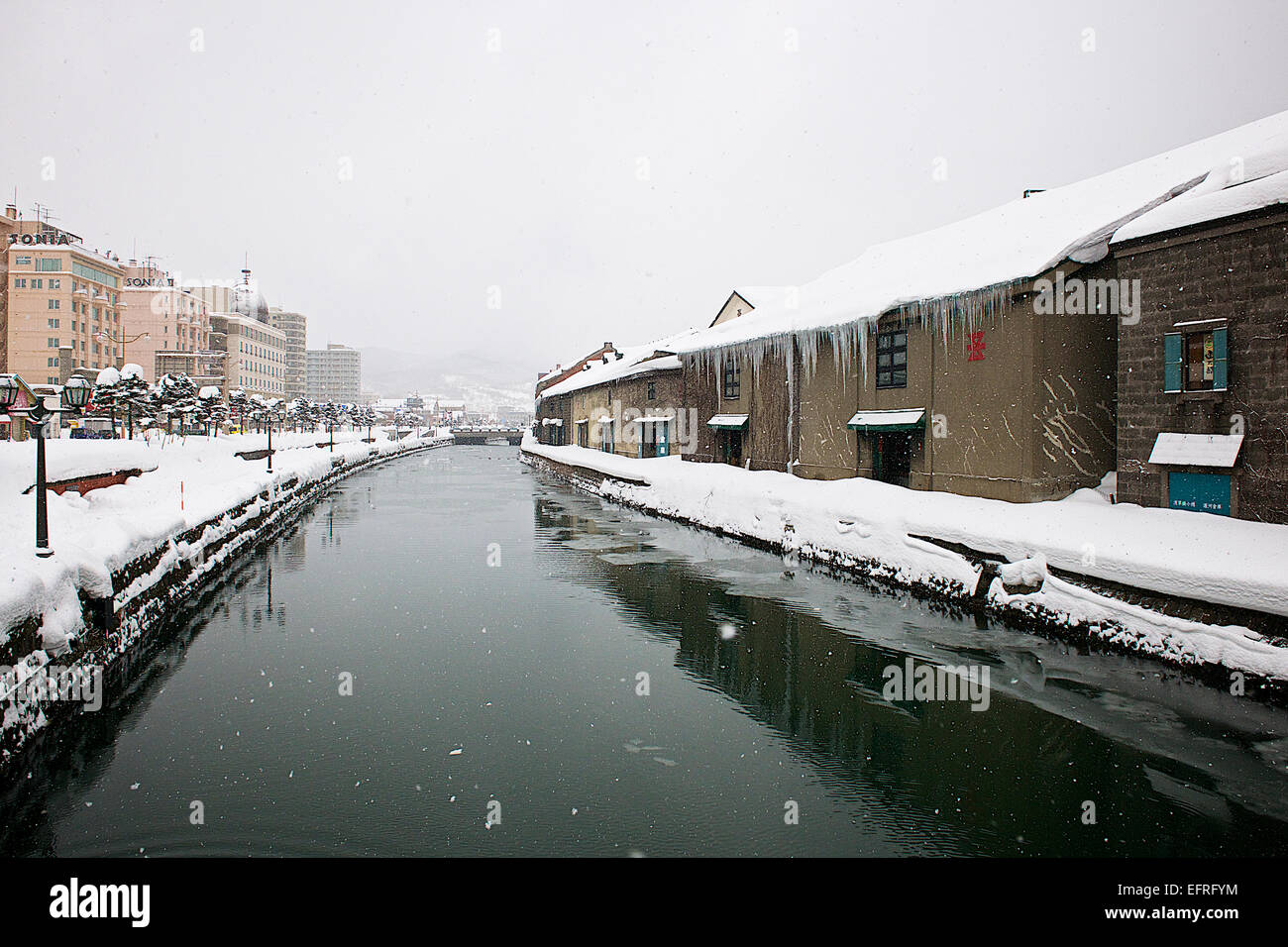 Otaru Kanal im Winter, Otaru, Hokkaido, Japan Stockfoto