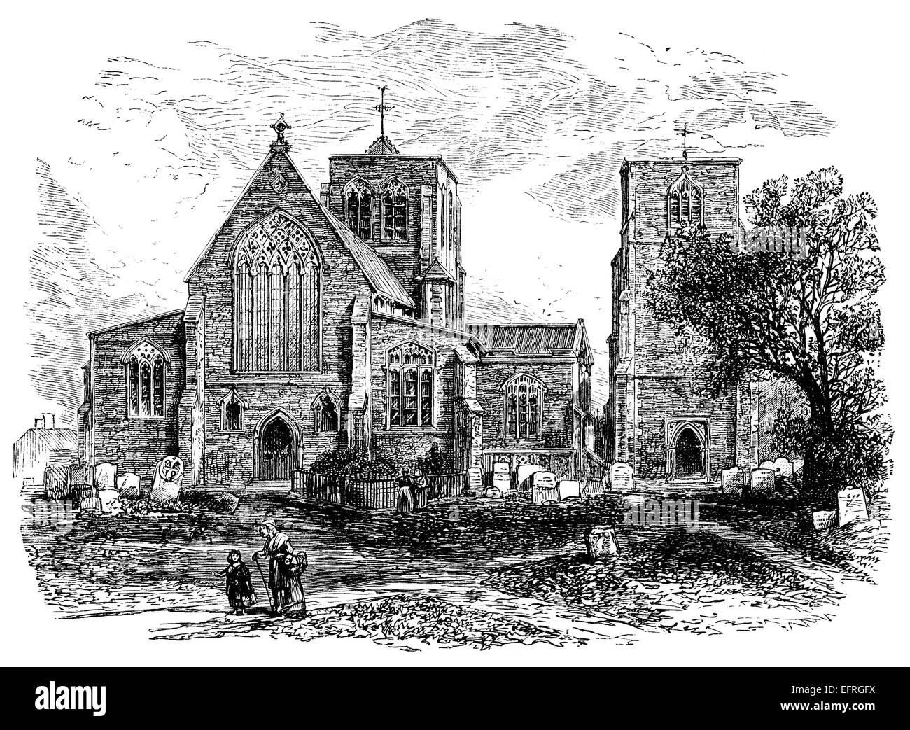 Dereham, Norfolk, fotografiert aus einem Buch "English Bilder gemalt mit Feder und Bleistift" in London ca. 1870 veröffentlicht. Stockfoto