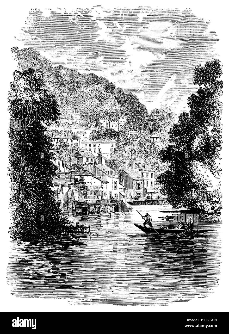 Matlock, Derbyshire, fotografiert aus einem Buch mit dem Titel "Englische Bilder gemalt mit Feder und Bleistift" in London ca. 1870 veröffentlicht. Stockfoto