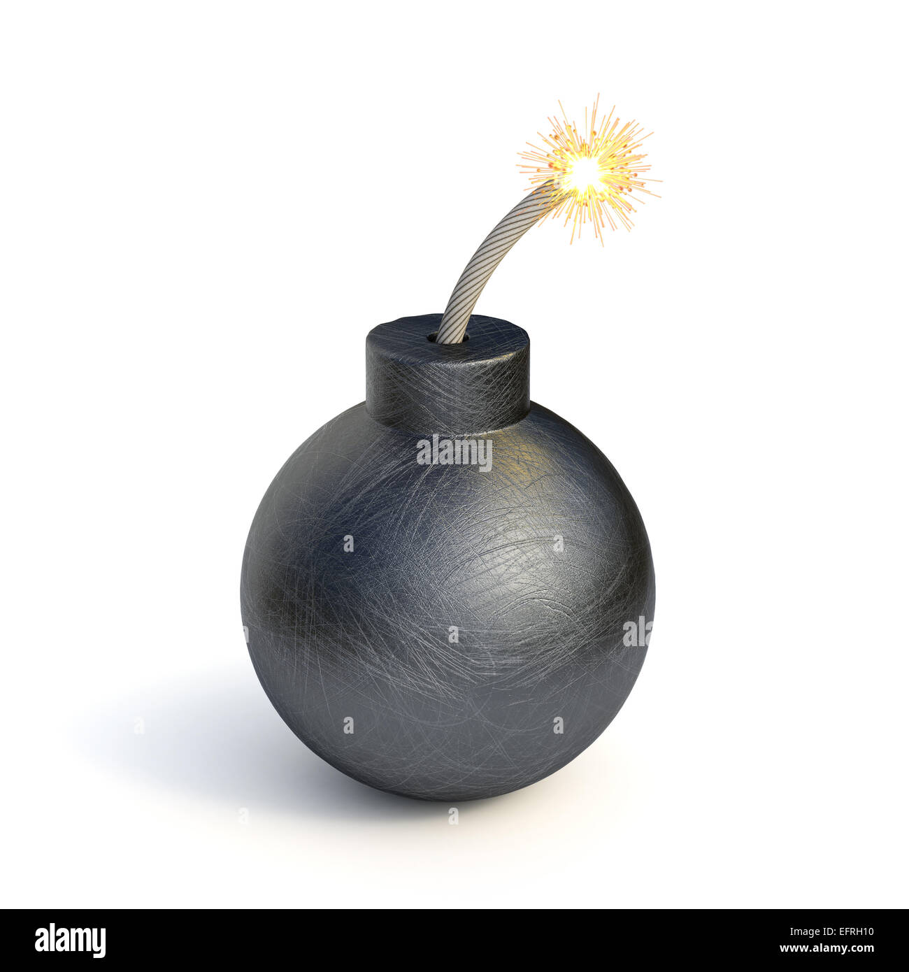 3D Render schwarze Bombe isoliert auf weißem Hintergrund Stockfoto