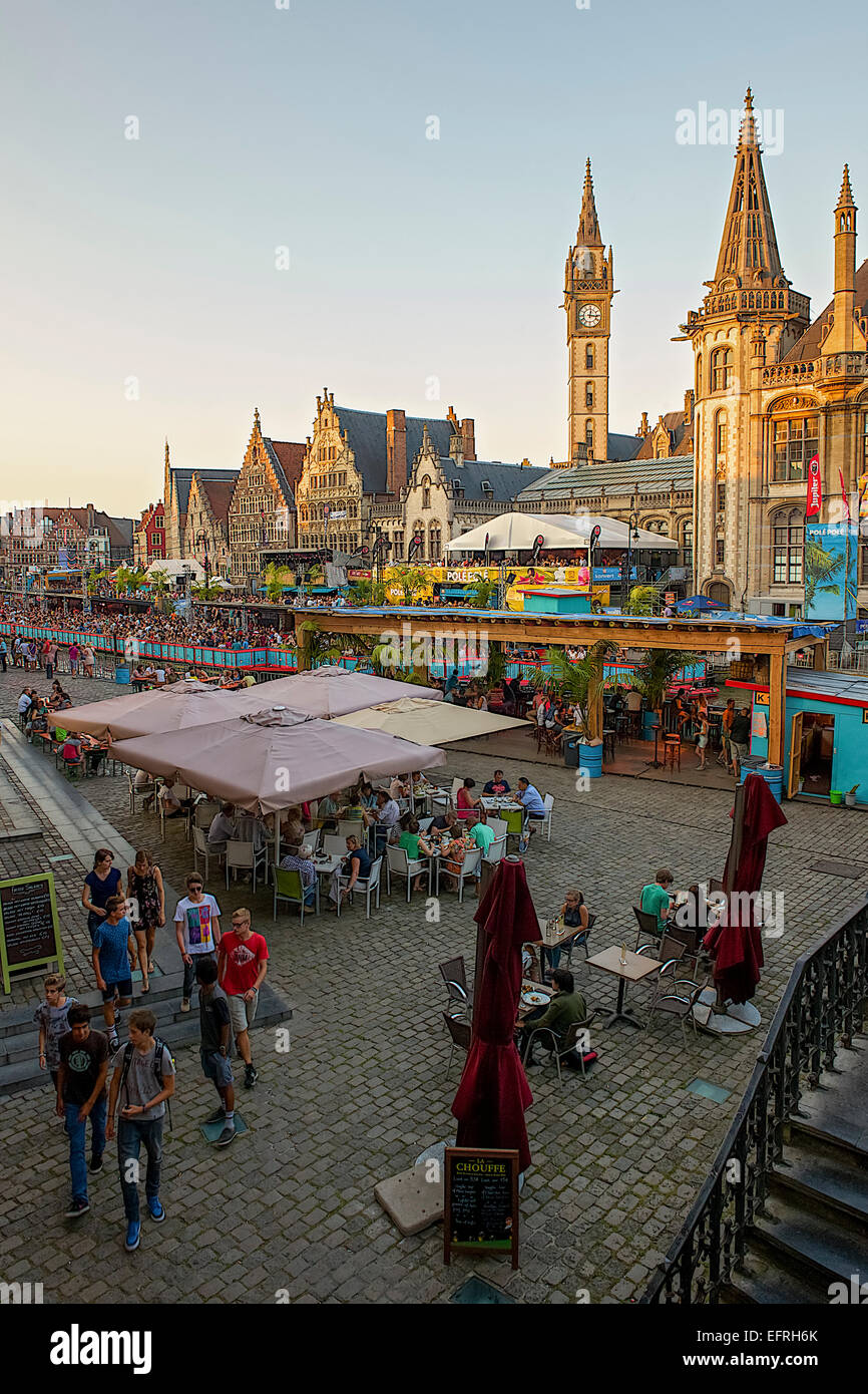 Korenmarkt Quadrat, Gent, Belgien Stockfoto
