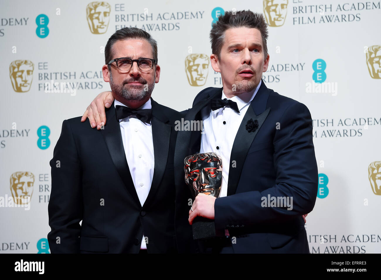 Steve Carell und Ethan Hawke bei den EE British Academy Film Awards am Royal Opera House am 8. Februar 2015 in London, Engla Stockfoto