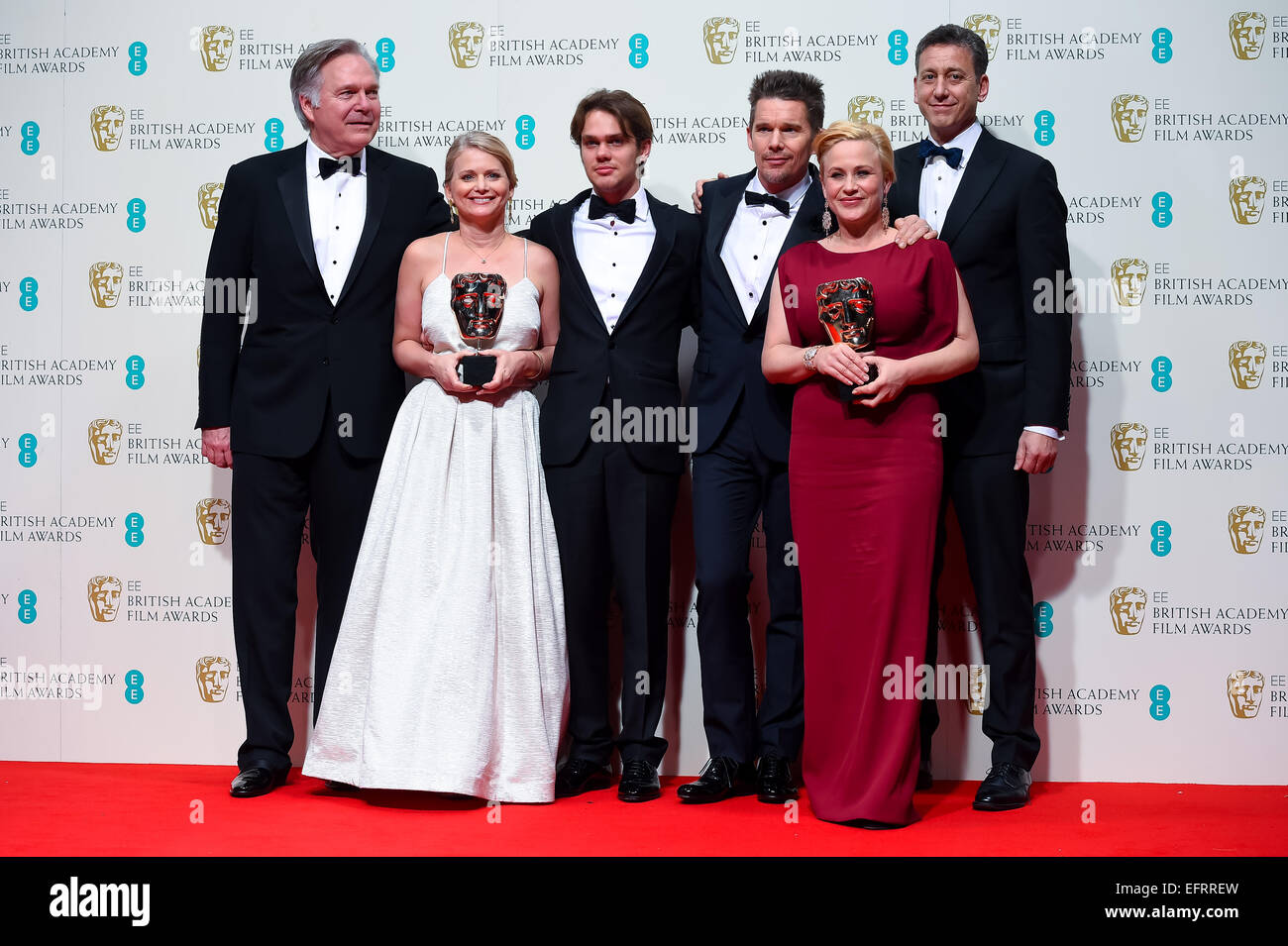 Jonathan Sehring, Ellar Coltrane, Cathleen Sutherland, Patricia Arquette, Ethan Hawke und John Sloss Stockfoto