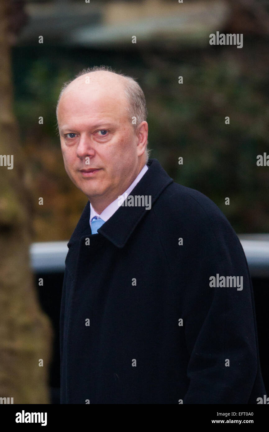 London, 10. Februar 2015. Minister kommen bei der wöchentlichen Kabinettssitzung in 10 Downing Street. Im Bild: Chris Grayling MP, Lordkanzler und Staatssekretär für Justiz Kredit: Paul Davey/Alamy Live-Nachrichten Stockfoto