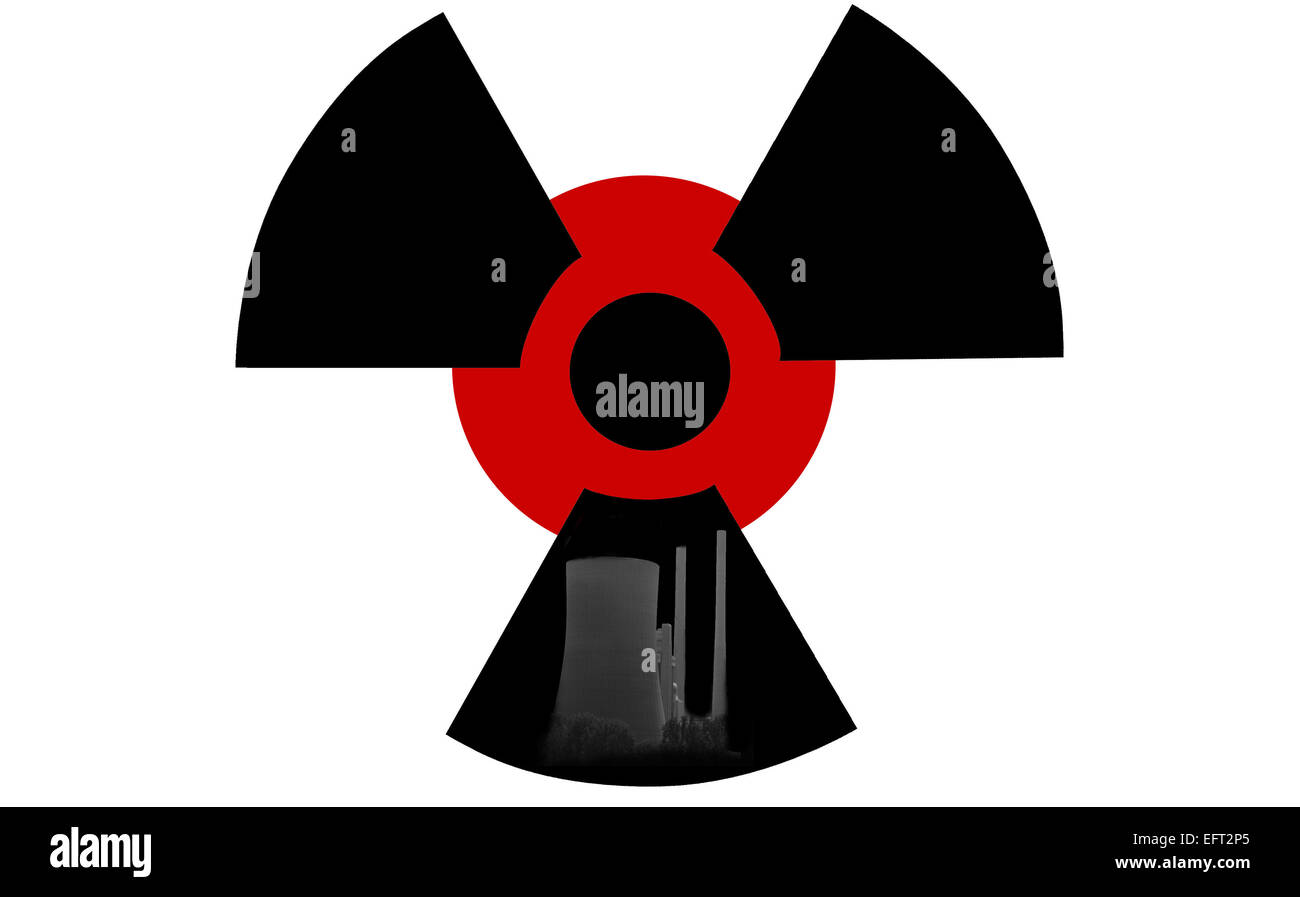 Radioaktivität - Biohazard Zeichen - Japan - Ökozid - Atomkraftwerk Stockfoto