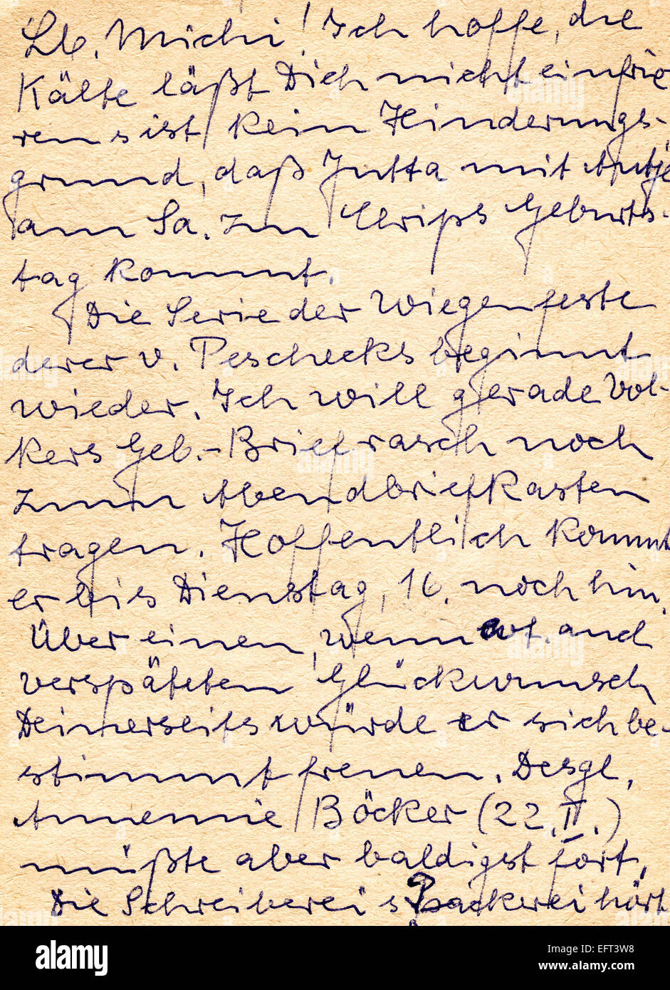 Fragment Einer Alten Handgeschriebenen Brief Geschrieben In