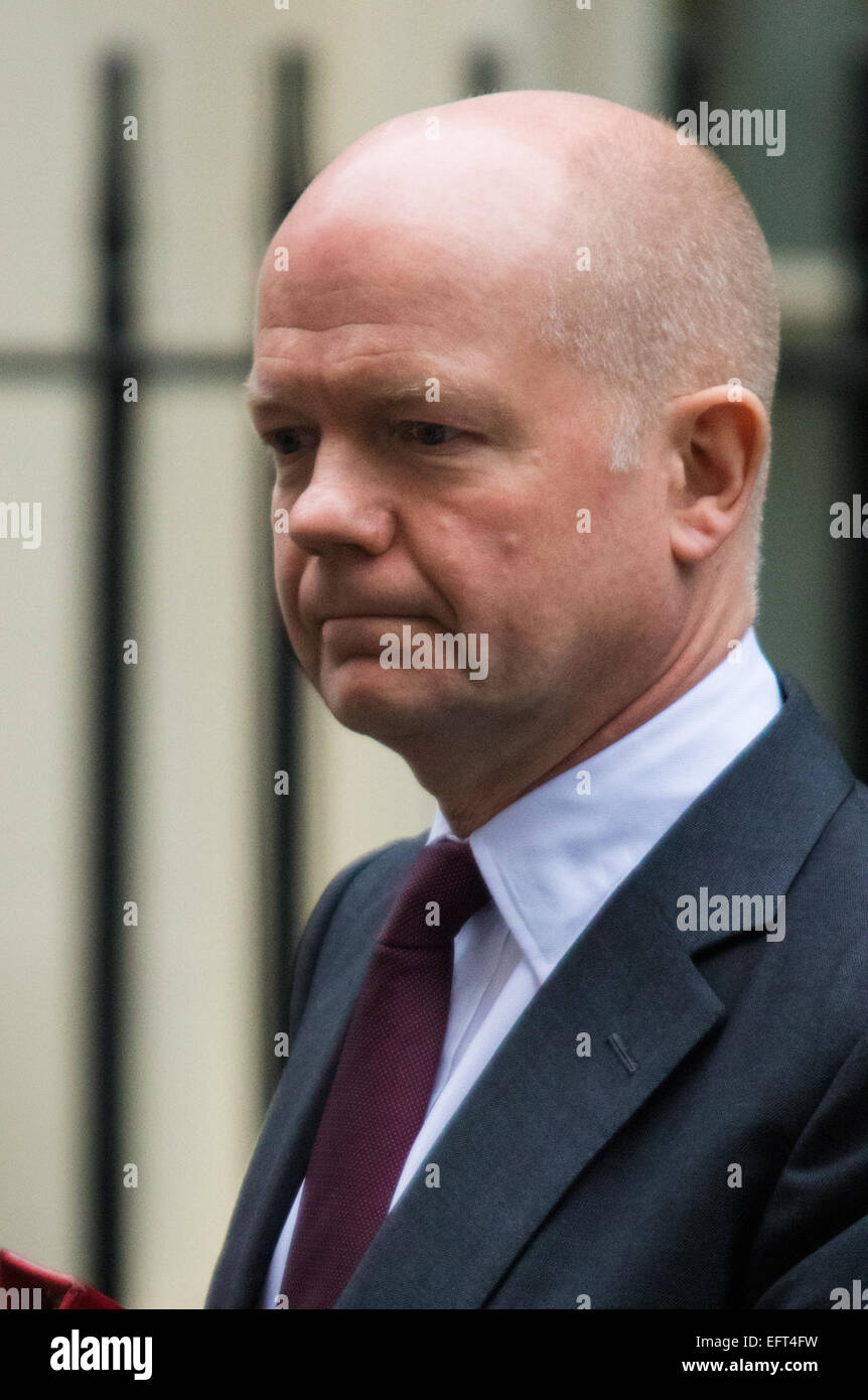 London, 10. Februar 2015. Minister kommen bei der wöchentlichen Kabinettssitzung in 10 Downing Street. Im Bild: William Hague. Bildnachweis: Paul Davey/Alamy Live-Nachrichten Stockfoto