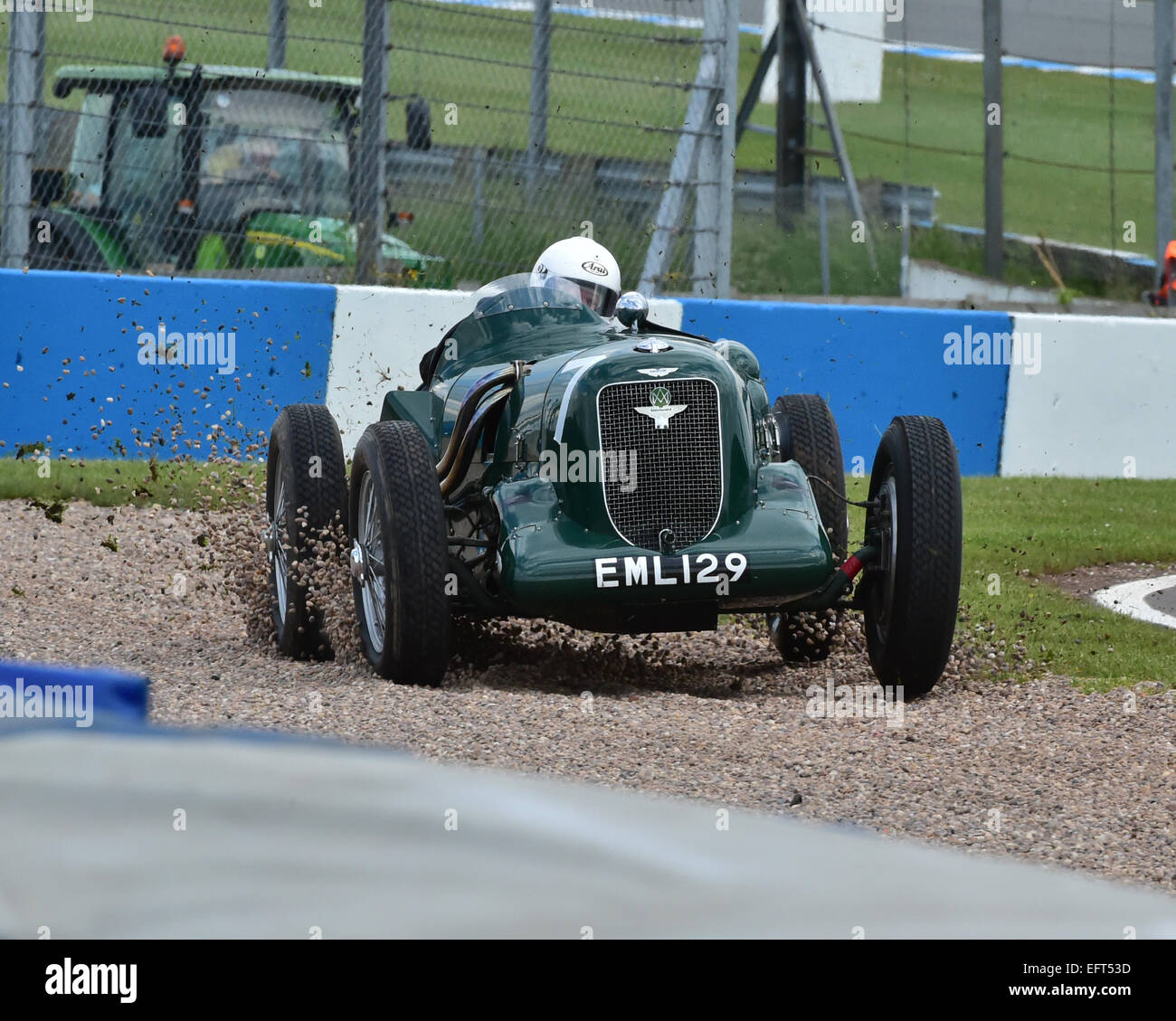 David Freeman in einem Aston Martin Geschwindigkeit während der Vorkriegs-Team-Challenge, AMOC am 20. Juni 2014 Donington Park. Stockfoto