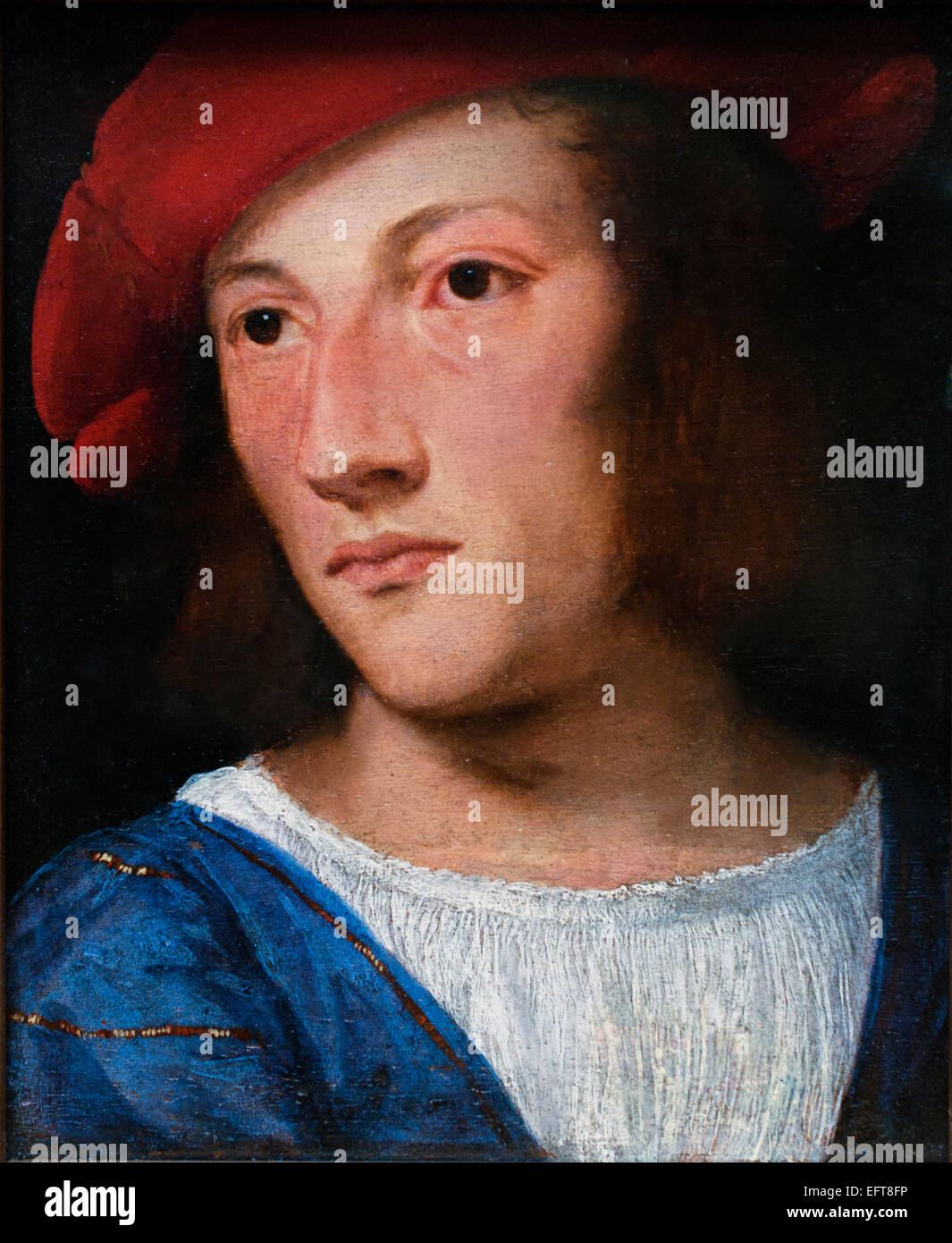 Tizian - Tiziano Vecellio (1489-1576) Portrait eines jungen Mann Italien Italienisch Stockfoto