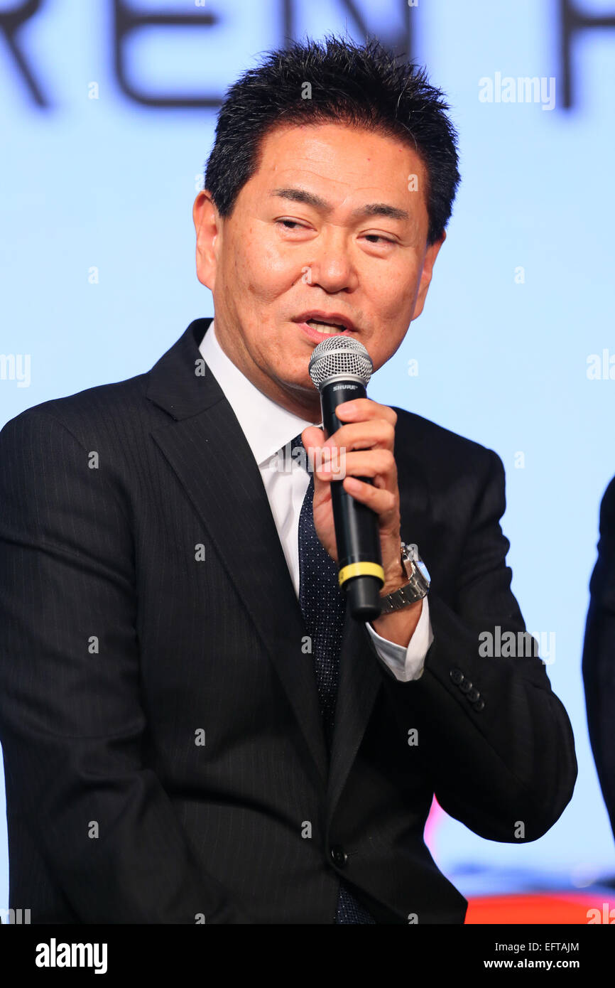 Tokio, Japan. 10. Februar 2015. Yasuhisa Arai (Honda) F1: Yasuhisa Arai während einer Pressekonferenz am Hauptsitz Honda Motor Co. in Tokio, Japan. Bildnachweis: Yohei Osada/AFLO SPORT/Alamy Live-Nachrichten Stockfoto