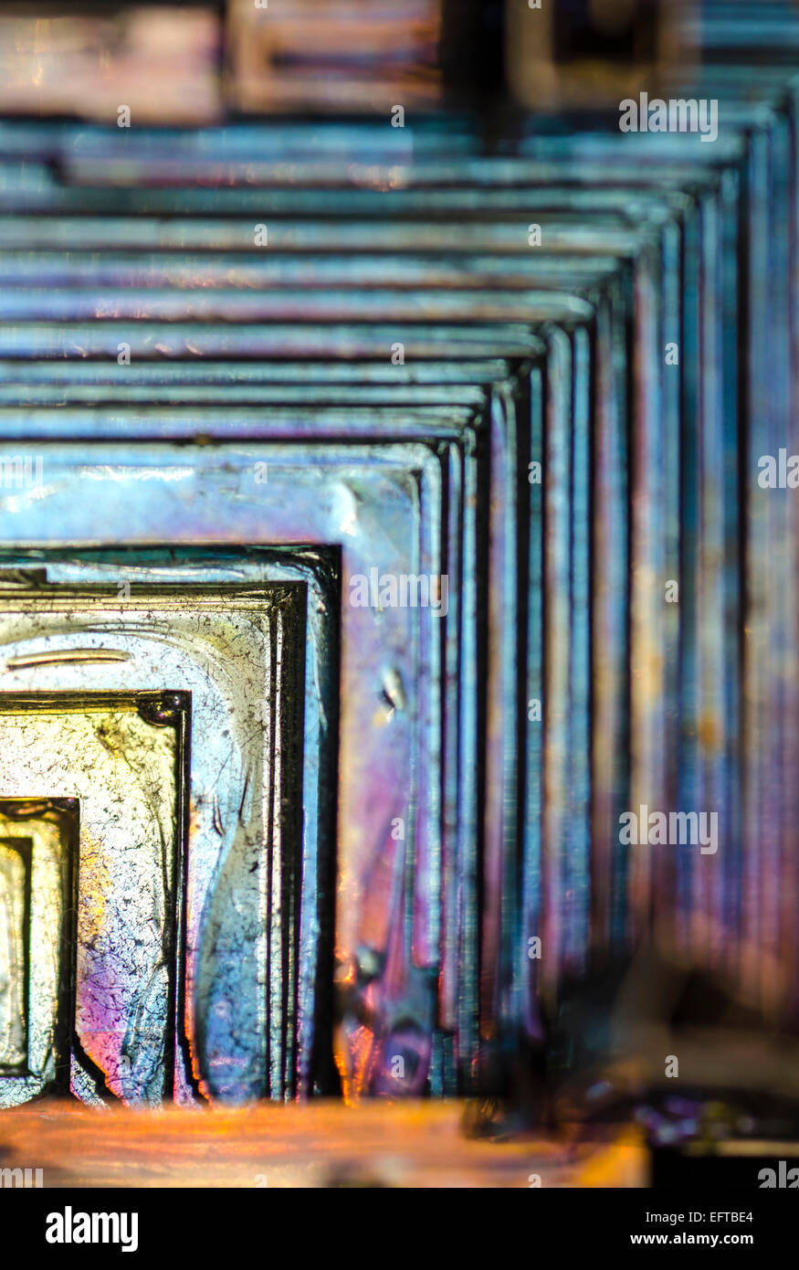 Abstrakte Makro Wismut Mineral Metall Stein Stockfoto