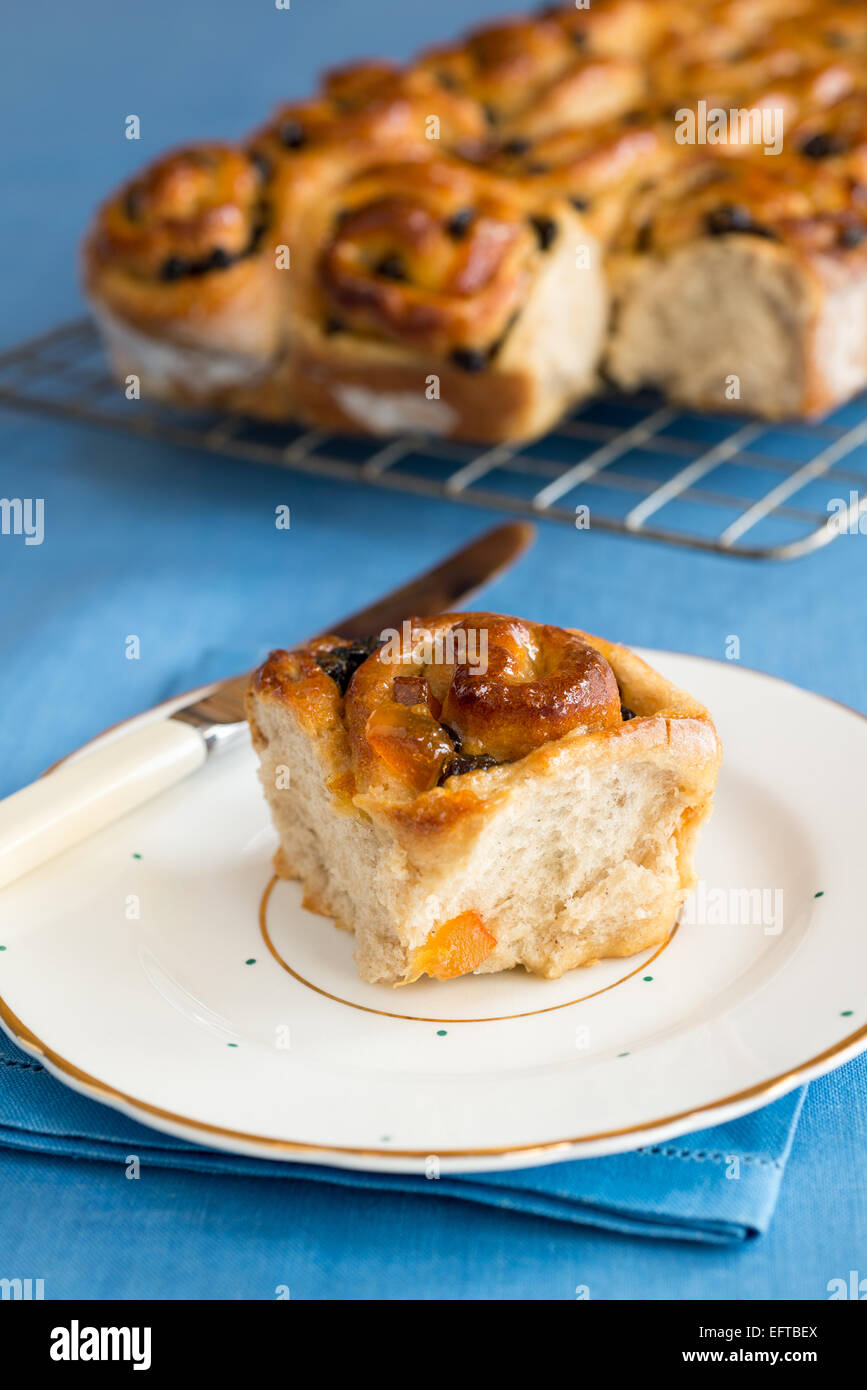 Marmelade-Wirbel-Brötchen / Chelsea Brötchen. Stockfoto