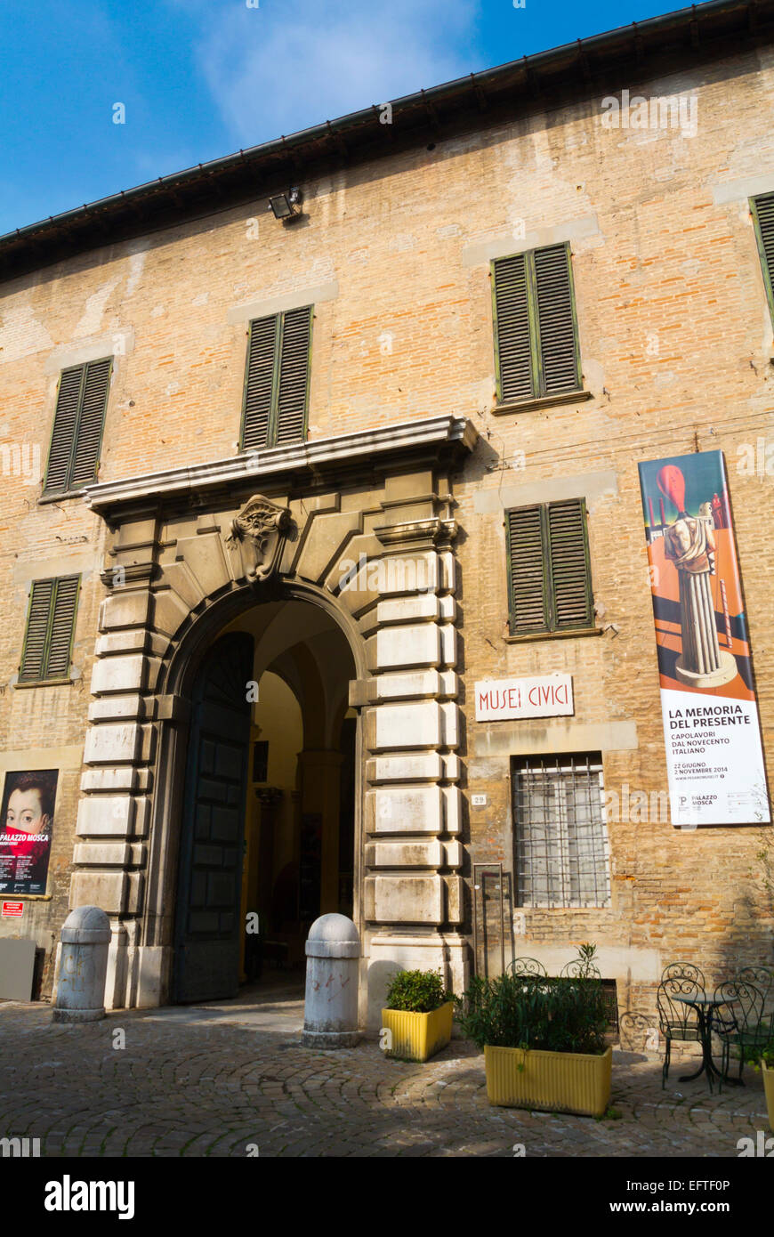 Palazzo Toschi Mosca, beherbergt Musei Civici und Museo della Ceramiche, Kunst und Keramik-Museen, Pesaro, Marken, Italien Stockfoto