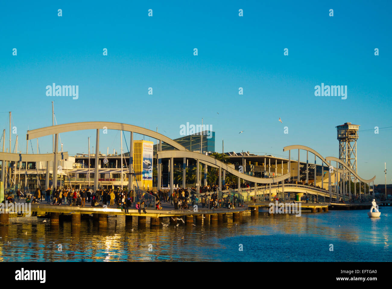 Rambla de Mar, Port Vell, Barcelona, Spanien Stockfoto