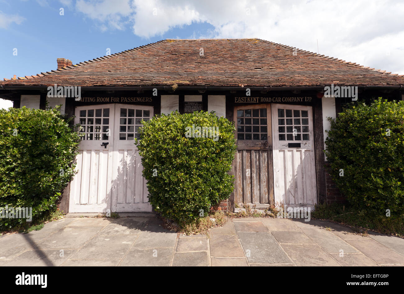 1922, East Kent Road Car Company Passagier Wartezimmer in Sandwich, Kent. Stockfoto