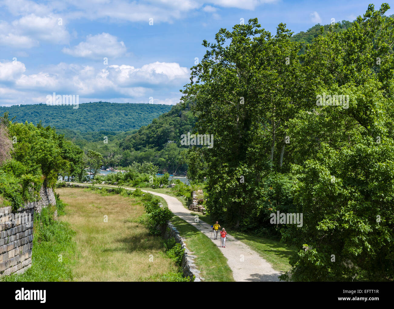 Der Chesapeake and Ohio Canal Leinpfad, Teil des Appalachian Trail, Harpers Ferry National Historic Park, West Virginia, USA Stockfoto