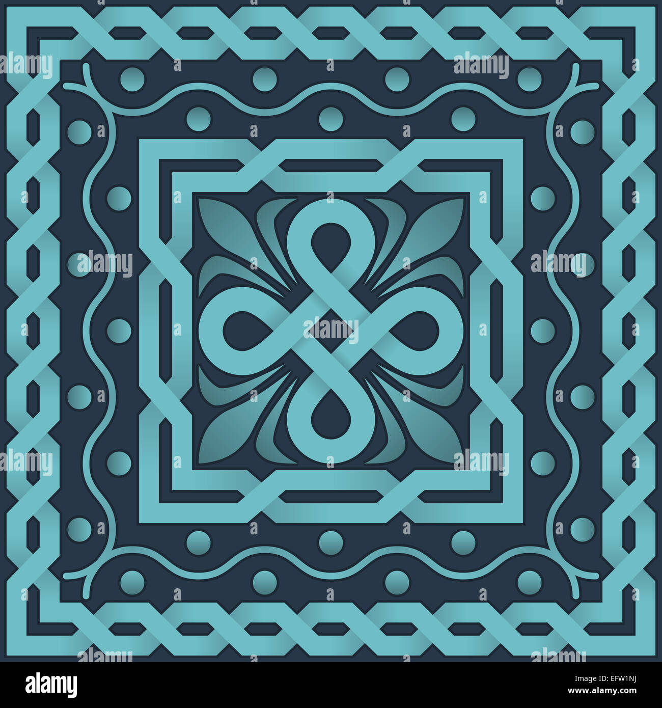 Blau von Vektormuster untereinander verflochtenen Linien Stockfoto