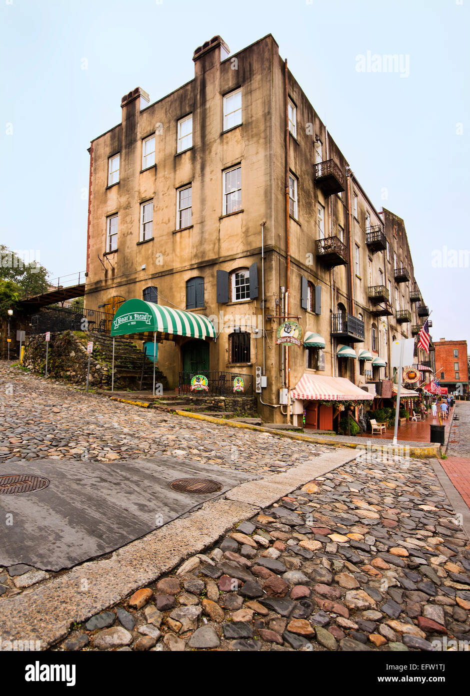 Das Boars Head Restaurant am Flussufer in historischen Savannah, Georgia Stockfoto