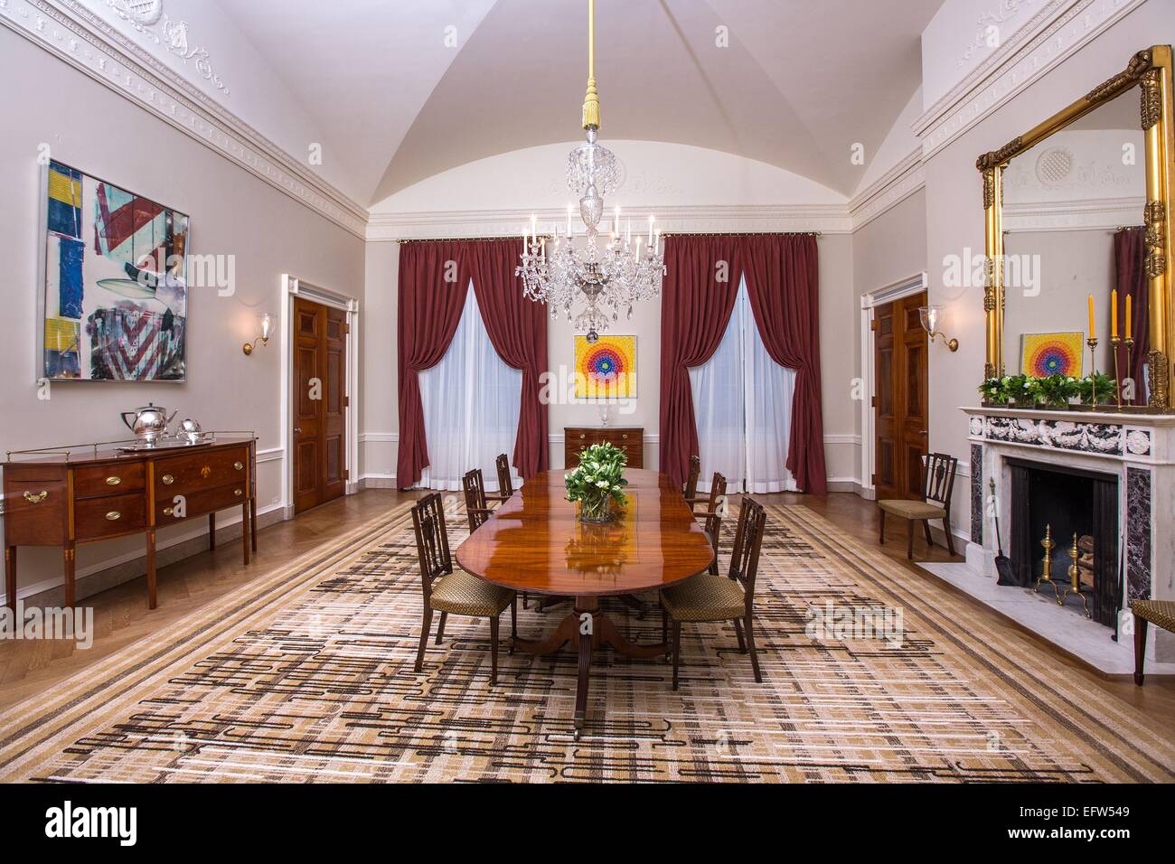 Die alte Familie Dining Room des weißen Hauses die jetzt öffentlich zum ersten Mal in der Geschichte 9. Februar 2015 in Washington, DC. Stockfoto