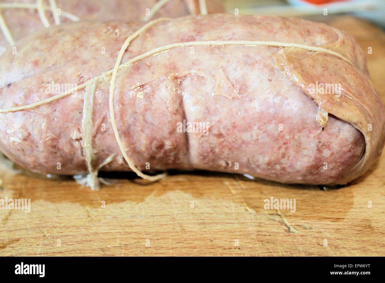 italienische typisch gewürzte Wurst Cotechino genannt Stockfoto