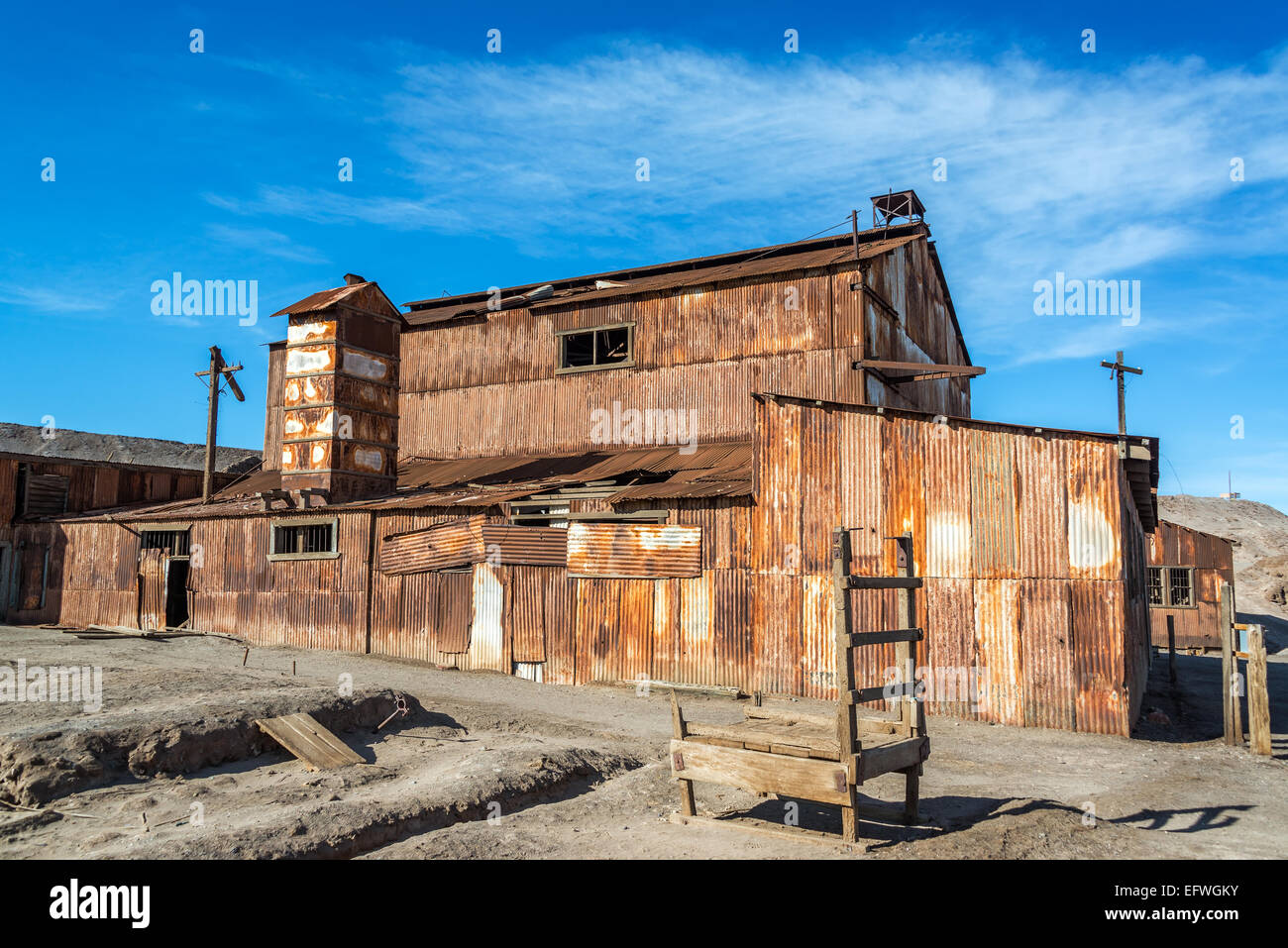 Altbau in der UNESCO-Welterbe-Geisterstadt Humberstone, Chile verrostet Stockfoto