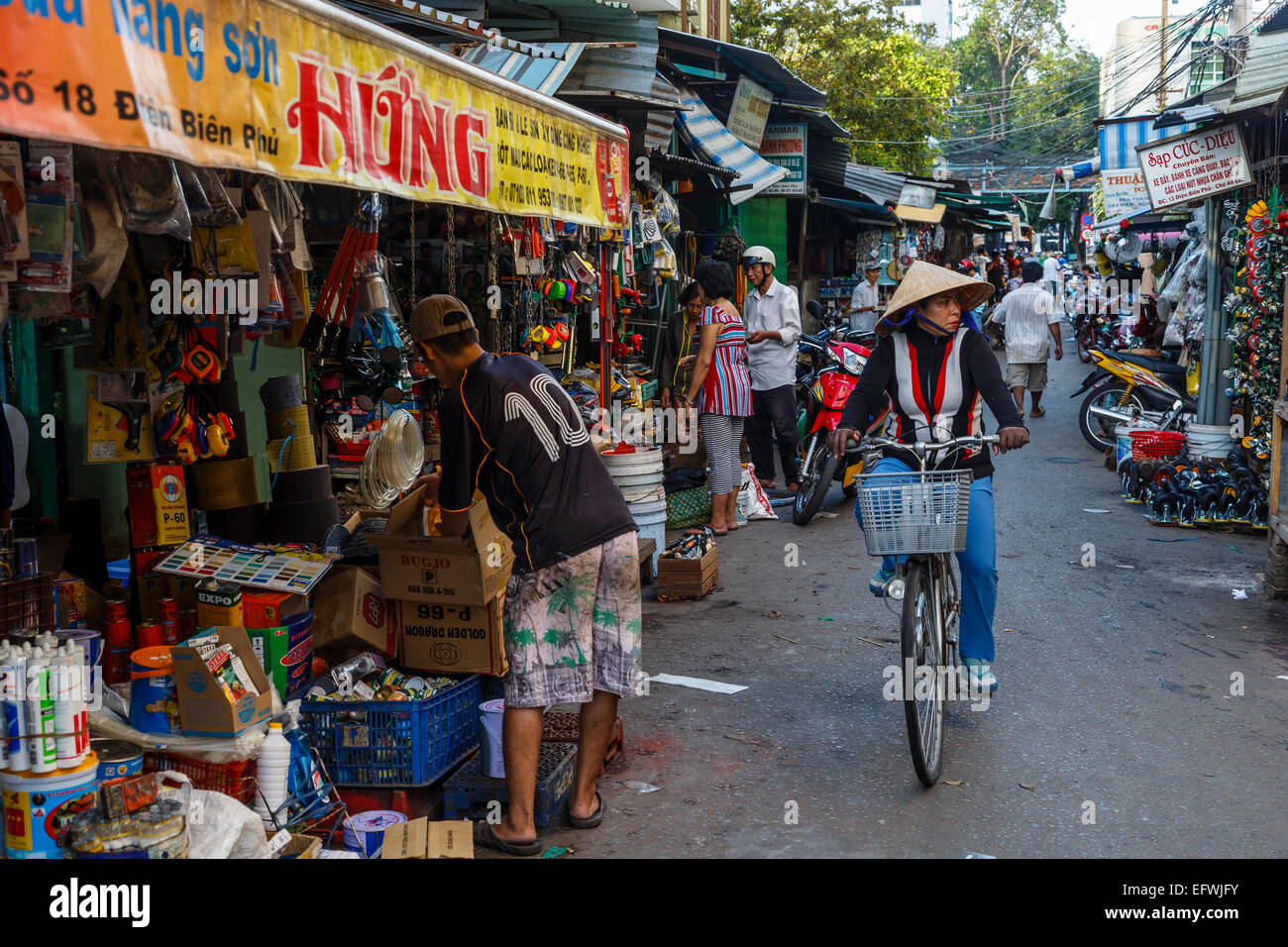 Straßenszene, Can Tho, Mekong Delta, Vietnam Stockfoto
