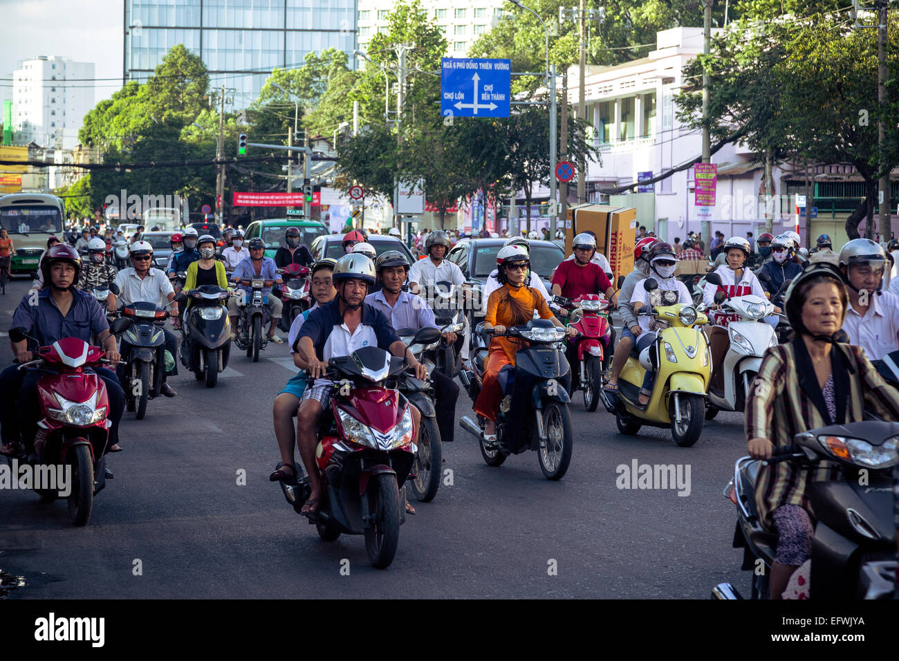 Dichten Verkehr, Ho-Chi-Minh-Stadt (Saigon), Vietnam. Stockfoto