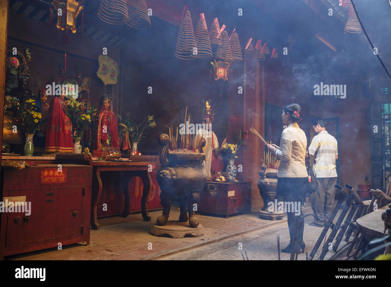 Ha Chuong Hoi Quan Pagode in Cholon (Chinatown), Ho-Chi-Minh-Stadt (Saigon), Vietnam. Stockfoto