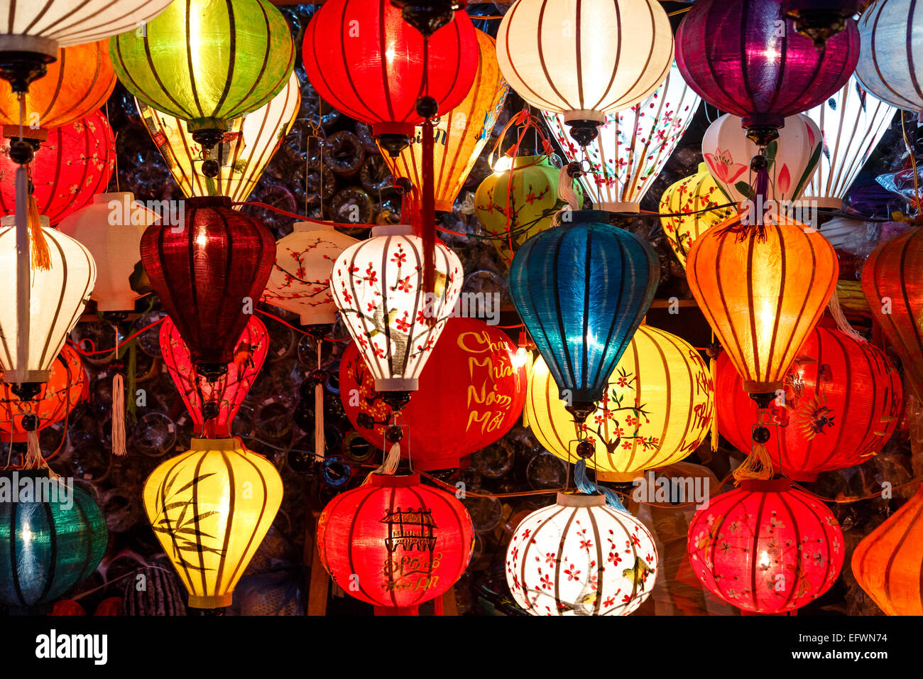 Traditionelle Seidenlaternen, Hoi an, Vietnam. Stockfoto