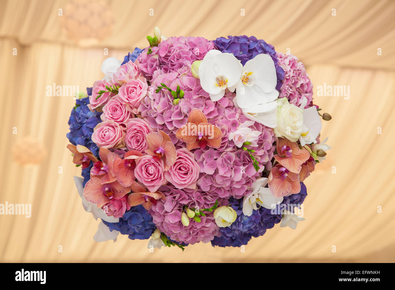 Nahaufnahme von bunten und frischen Hochzeitsblumen Stockfoto